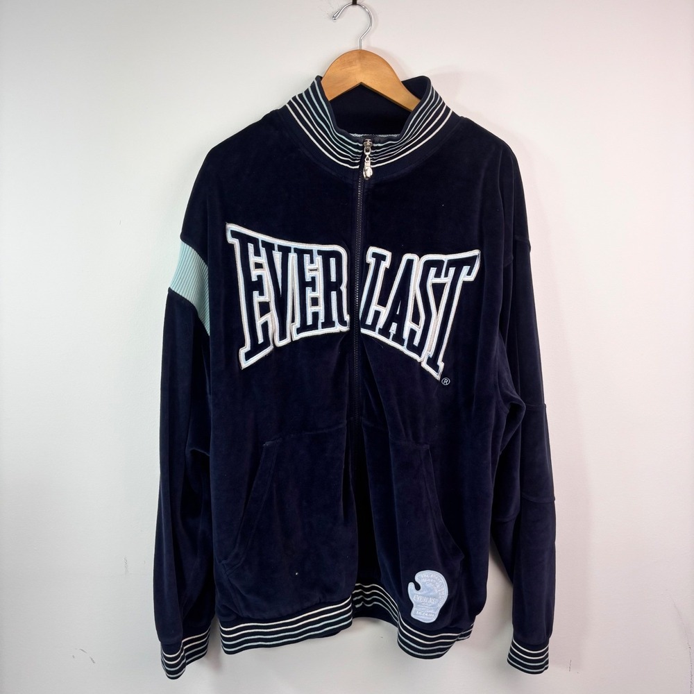 Everlast Y2K Velour Boxing Track Jacket XL Oversized Embroidered Streetwear